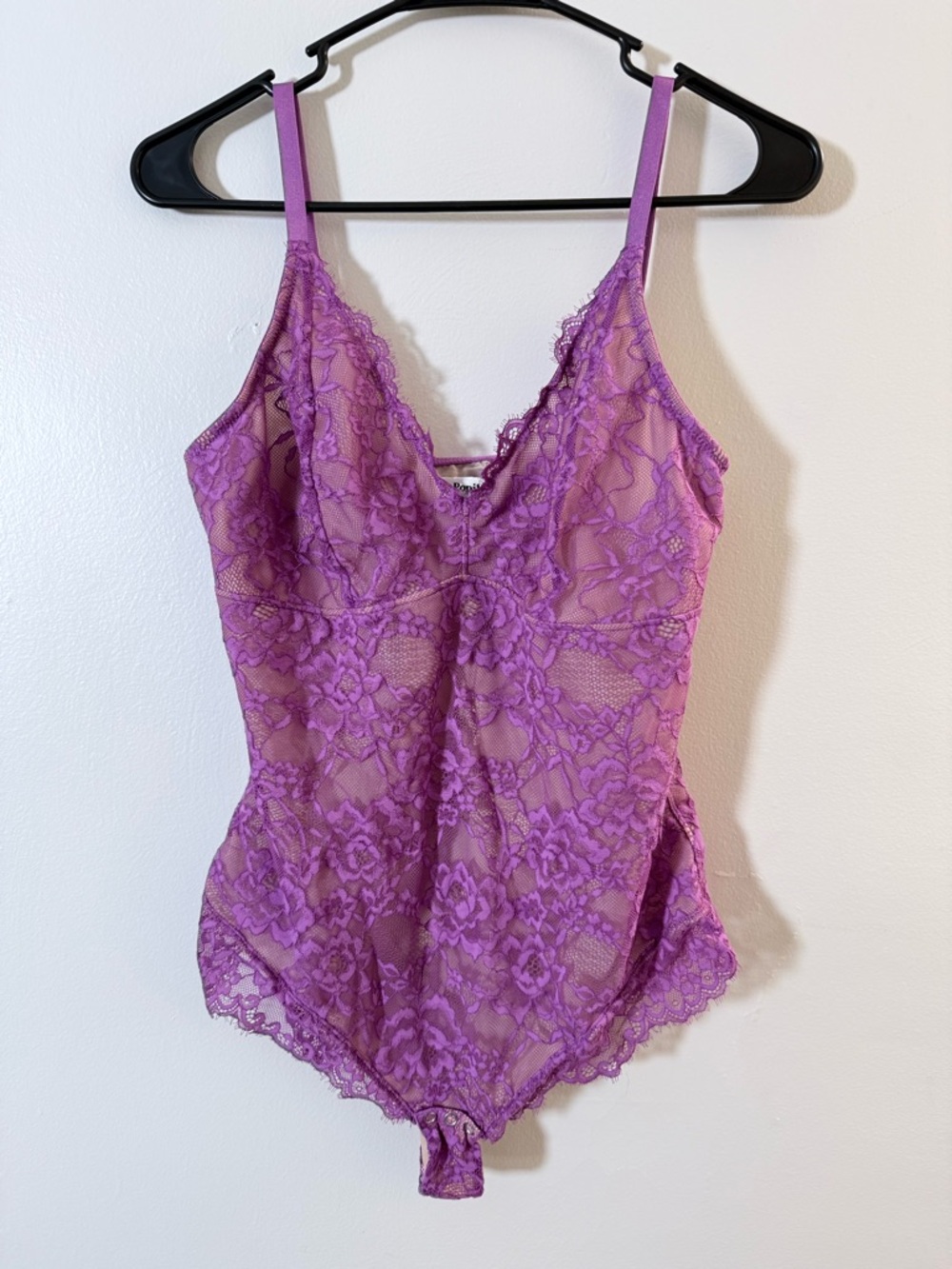 Sheer Lace V-Neck Bodysuit in Purple - Feminine Shapewear